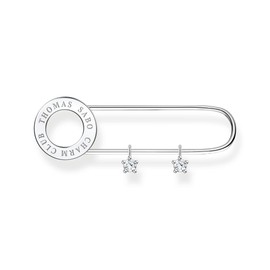 THOMAS SABO Sabo 925 Sterling Silver Safety Pin Brooch with White Stones - 1.3cm x 4.3cm X0279-225-14, Silver, Cubic Zirconia