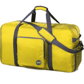 32" Foldable Duffle Bag 100L for Travel Gym Sports Lightweight Luggage Duffel By WANDF (32 inches (100 Liter), Lemon 32''), Lemon, 32 inches (100 Liter)