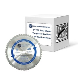 Benchmark Abrasives TCT 8 Inch Circular Saw Blade, Tungsten Carbide Tipped Metal Cutting Saw Blades for Cutting Metal, Stainless Steel, Ferrous Metals, Miter Saw Blade (8" 48 Teeth)
