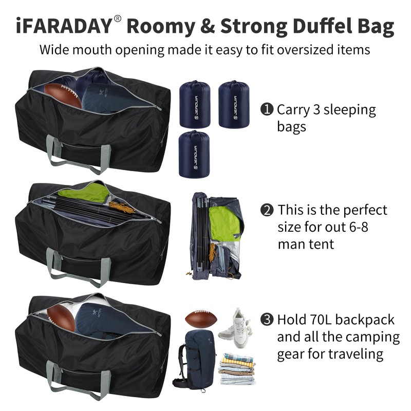iFARADAY Foldable Duffel Bag 30 inch 75L Large Lightweight Luggage