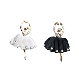 2PCS Bling Car Air Freshener Vent Clips - Crystal Dancing Ballerina Girl Charm Dashboard Decoration Car Diffuser Vent Clips - Rhinestone Auto Air Conditioning Outlet Clip for Women Girls (Black/White)