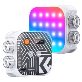 K&F Concept RGB Video Light, 360° Full Color Portable Photography Light, LED Camera Light w 21 Light Effects, 2500K-9900K CRI 96+, 2000mAh Rechargeable Photography Lighting for Vlogging, Selfie, White