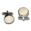 DQT Men Plain Satin Fabric Inlay Wedding Cufflinks - Champagne