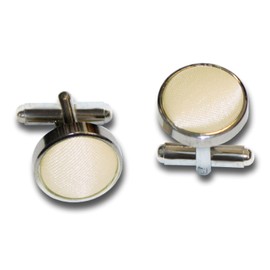 DQT Men Plain Satin Fabric Inlay Wedding Cufflinks - Champagne