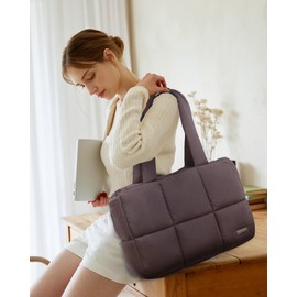 LOVEVOOK Puffer Tote Bag for Women, 15.6 Inch Lightweight Zippered Work Bag for Travel Teacher