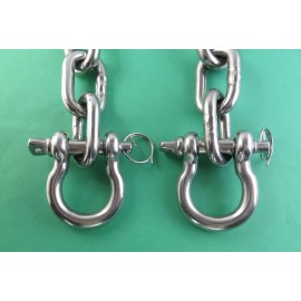 US Stainless 316 Anchor Chain 5/16" or 8mm by 6' Long with Anti-Off Shackles
