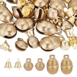 AHANDMAKER 40 Pcs Vintage Bells Tibetan Brass Bells Charms Pendants Bronze, 3 styles Jingle Bell Craft Bells for Pet Bell Dog Collar Bells Home Door Decor Necklace Bracelet Decor