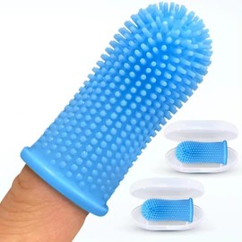 Generic Cepillo de dientes para perro, kit de cepillado de dientes de perro 360º, cepillo de dientes de gato, limpieza de dientes de perro, cepillo de dientes de dedo de perro (unidad Azul)