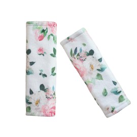 HPIENOYA Car Seat Strap Covers for Baby Toddler Kids Soft Car Seat Straps Shoulder Pads for All Car Seats,Stroller, Pushchair,High Chair (White Flower)