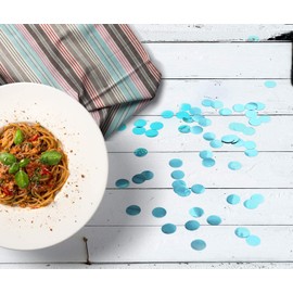 BATTIFE Black Metallic Glitter Foil Confetti Round Table Confetti Dots for Wedding Party Celebration Decorations 1.8oz - 0.6inch (Teal Blue)