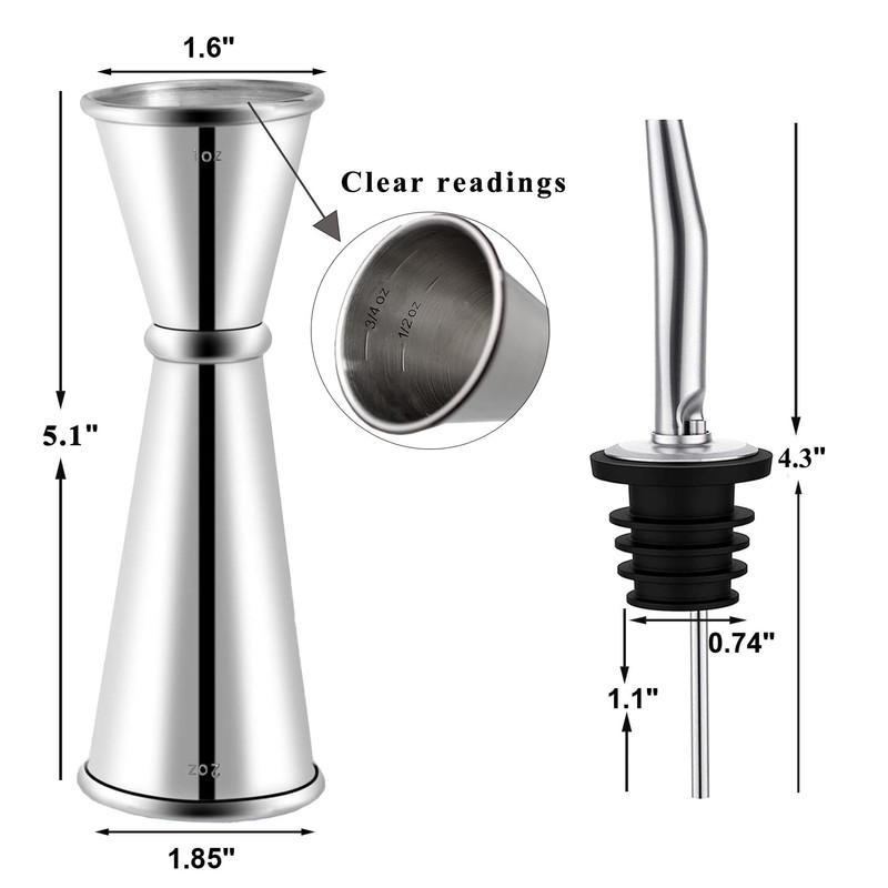 Pafusen Jigger for Bartending with 2 Pourers, Japanese Jiggers with