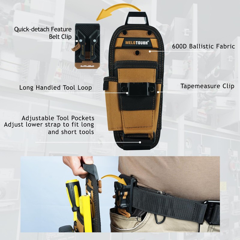 MELOTOUGH Small Tool Pouch with Quick Release Belt Clip,Clip On