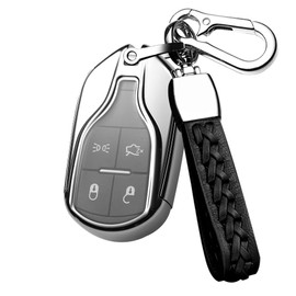 SANRILY Maserati Key Case, Key Holder, Key Cover, Key Protection, Suitable for Ghibli, Levante, Levante, Quattroporte, High Quality, Protection, Fall Resistant, Scratch-Resistant, Fashionable, Silver