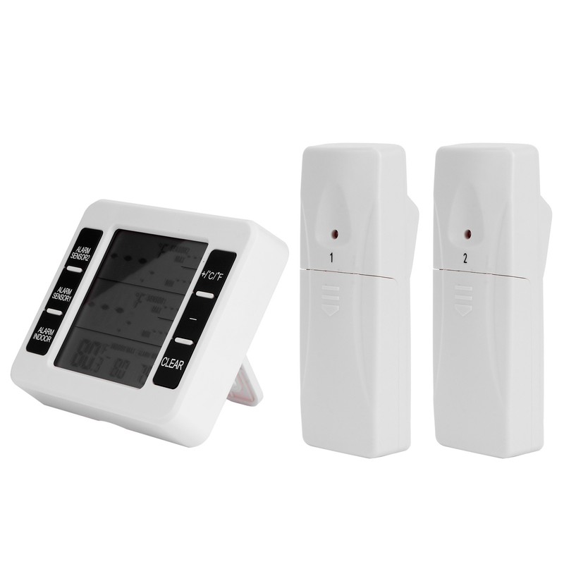 Refrigerator Thermometer Wireless Indoor LCD Digital Freezer Alarm Thermometerwith 2