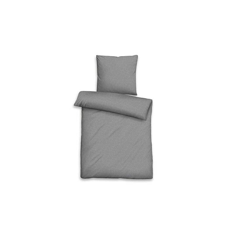 biberna 0676067 Bettwäsche Kopfkissenbezug GOTS Jacqaurd-Satin 1x 40x80 cm titanium