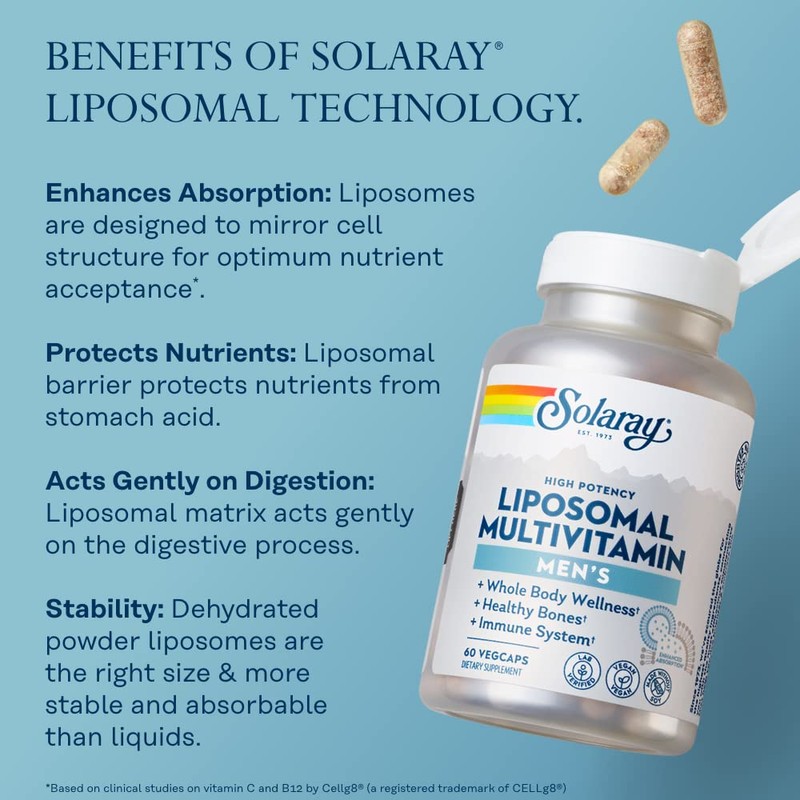 Solaray Liposomal Multivitamin for Men, Enhanced Absorption Immune, Energy &