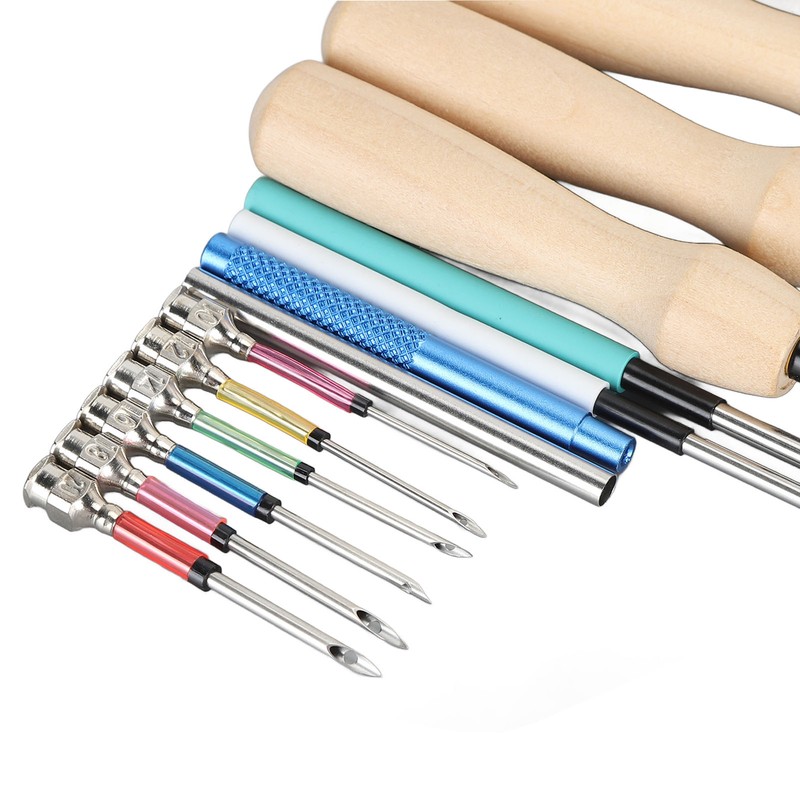 Punch Needle Set Wooden Handle Stainless Steel Ergonomic Easy Operation