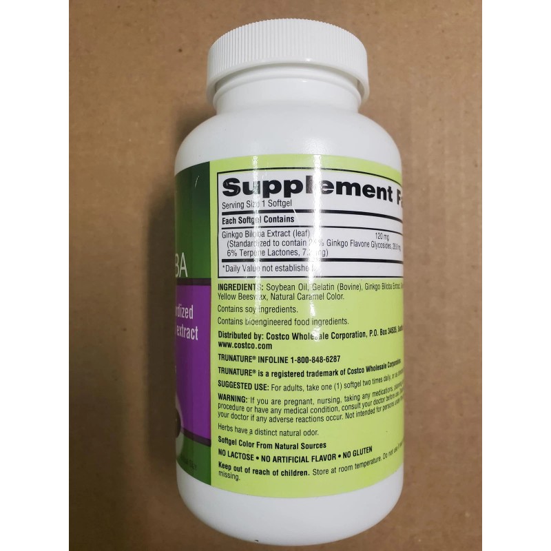 OProCyn Trunatural Ginkgo Biloba 340 Softgels Brain Health Supplement 340