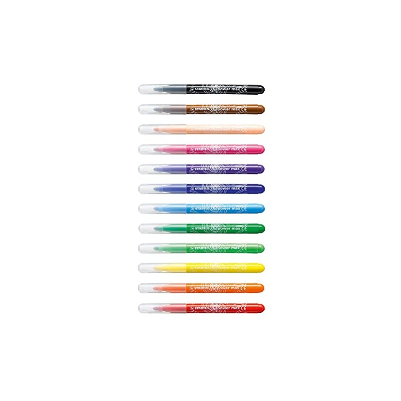 STABILO power max, estuche con 12 marcadores de tinta lavable