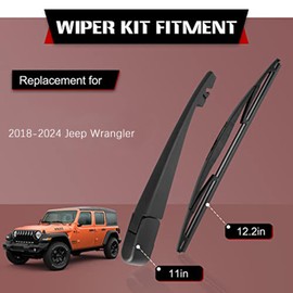 OTUAYAUTO Rear Windshield Wiper Replacement for 2018-2024 Jeep Wrangler JL, Back Window Wiper Blade Arm Accessories, Wiper Cover Kits Assembly for Rear Windshield