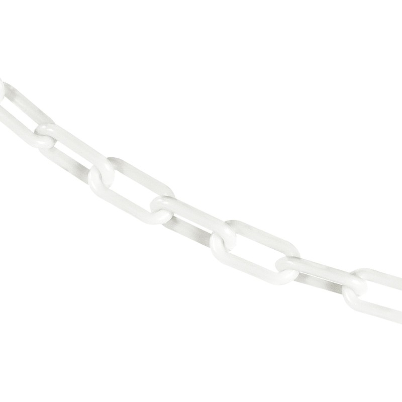 Mr. Chain Plastic Barrier Chain, White, 1.5-Inch Link Diameter, 25-Foot
