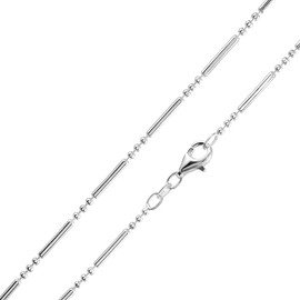 Materia #K38 925 Silver Ball Chain Long 6.2 g - 2 mm Women's Necklace in 40 45 50 60 70 cm + Box, Sterling Silver