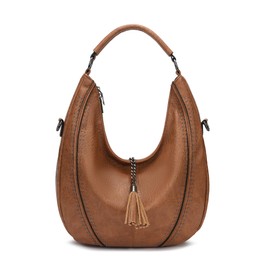 KILAMAL Slouchy Hobo Bags for Women Large Designer Ladies Shoulder Purses and Top handle Handbags, Brown-medium, Vintage