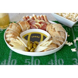 Jeanne Fitz Chip and Dip Serving Set - 14"x10.5" Porcelain Serving Tray for Olive Oil, Balsamic Vinegar, Veggie Tray, Fruit Platter, Caviar Serving Set, Hosting Essentials, Party Trays and Platters