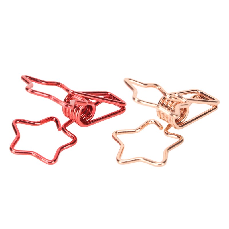 100 Pcs Binder Clips Hollow Cute Star Shape Sturdy Metal