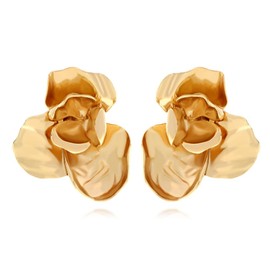 TTPSRY Earrings for Women Golden Flowers Large Exaggerated Irregular Three-Dimensional Statement Flower Earrings Hypoallergenic Fashion Jewellery Boho Earrings, Metallic