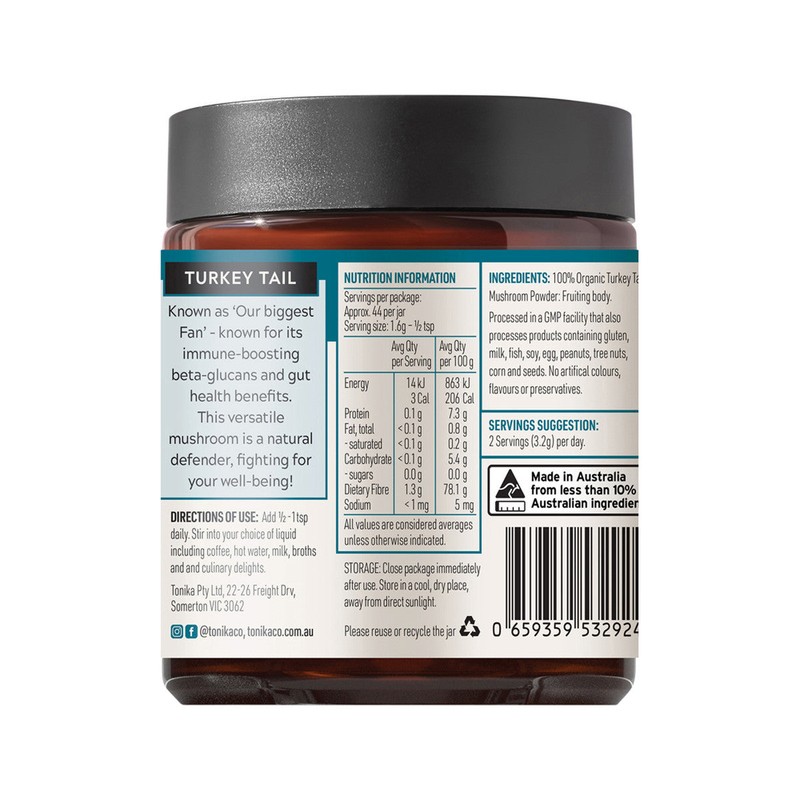 Tonika 100% Organic Mushroom Powder Turkey Tail 90g