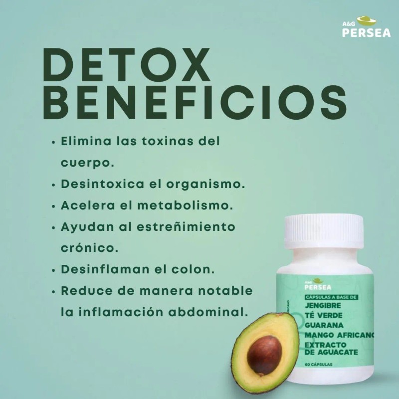 A&G PERSEA - Capsulas DETOX con 60 Caps. Te verde