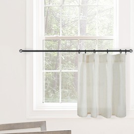 20 Inch Cafe Curtains for Kitchen,Cotton Linen Blend Memory Trained Pinch Pleated Small Window Curtains