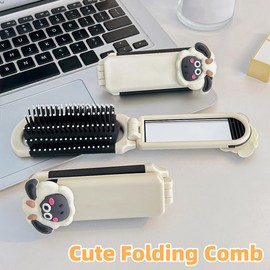 Small Comb,Foldable Combs, Easy to Carry, Combs for Women with Small Mirror (A)