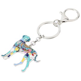WEVENI Enamel Alloy Great Dane Dog Key Chain Ring Handbag Bag Charm Keychain Fashion Jewelry For Women Girls Gifts (Blue)
