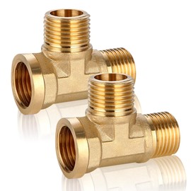 1/2 inch T-piece, 2 pieces brass T-piece 1/2 inch, 1/2 inch brass T-piece 90°, AGxAGxIG T-piece water connection, G1/2 inch T-piece made of brass, DN15 brass fitting suitable for drinking water