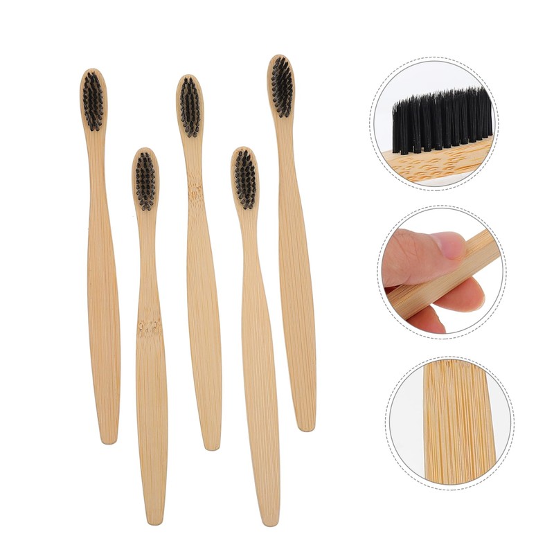 Ipetboom Charcoal Toothbrushes 10pcs Set Soft Nylon Bristles Travel Toothbrushes