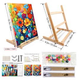 JOOZ Paint by Numbers Kit for Adults, Flowers Paint by Numbers Kit with Frame, Floarl Paint by Number with Easel, DIY Paint by Number Framed Canvas Flowers for Home Wall Decor 12 x 16 Inch