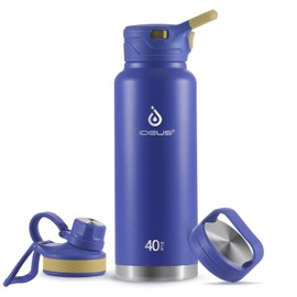 IDEUS Vacuum Insulated Water Bottle, 40 Oz (1140 ml) Stainless Steel Double Wall Flask Metal Sports Canteen with Leak-Proof Screw Cap (Purple)