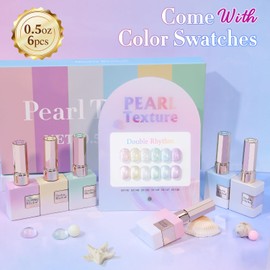 Double Rhythm 6 Pcs 15 ML Gel Polish Set Same Color Same Bottle Soak Off Gel Polish Kit Nail Art Manicure Salon DIY at Home for Women (Pink Yellow White Green Blue Purple-T6-21)