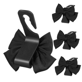 ULTECHNOVO 4pcs Car Seat Hooks with Bow Accents Strong Reliable Headrest Organizers for Space Saving Vehicle Accessories Quick Setup for Purse Bag Storage Car Interior