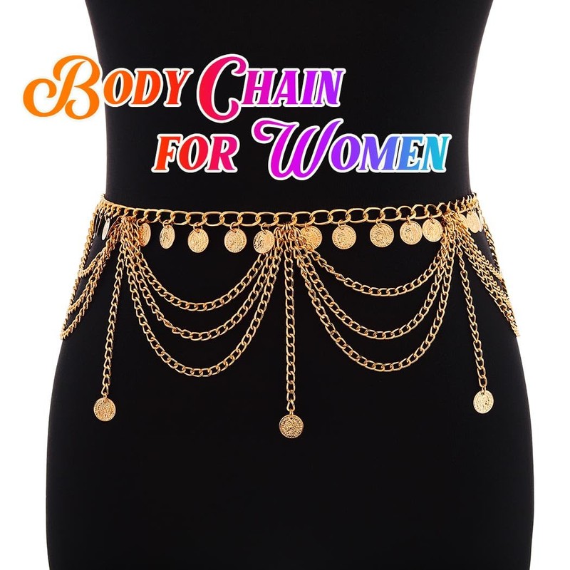 Brishow Gold Sequins Waist Chain Layered Belly Chain Body Chain