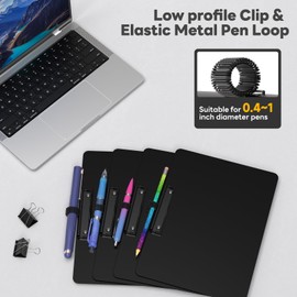 Juvealoe Horizontal Clipboard with Pen Holder, Black 8.5 x 11 Plastic Clip Boards for Classroom, Teacher, Size 9 x 12.5 in, Landscape Layout, School & Office Supply(Pack of 2)