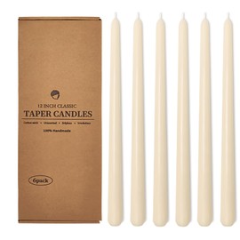 12 Inch Taper Candles 6 Pcs Unscented, Smokeless, Dripless Long Tapered Candlesticks Candles for Christmas Birthday Dinner Wedding Party Home Decor