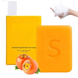 Persimmon Soap, Moisturizing, Gentle for Face & Body, Persimmon Soap Bar for Body Odor Control, Refreshing Scent, Suitable for All Skin Types, Daily Use (1, 100G)