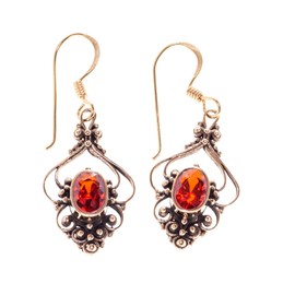 Windalf Irish Earrings Salia 4 cm Celtic Knot with Ruby Red Zirconia Crystal High Quality Bronze, Bronze, Cubic Zirconia