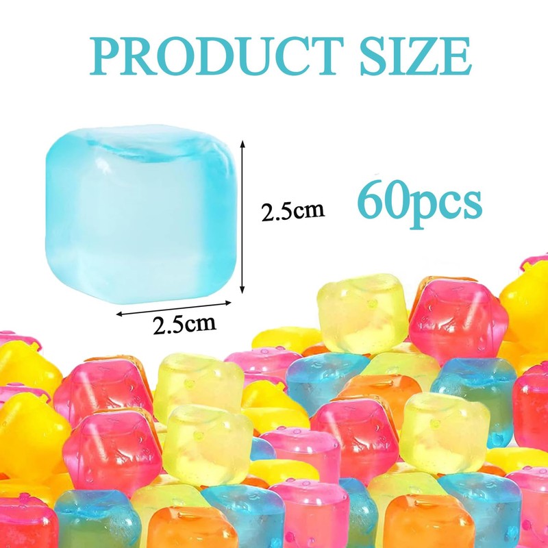 KEELYY 60 x Reusable Ice Cubes, Plastic BPA-Free, Party Ice