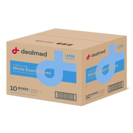 Dealmed Nitrile Medical Exam Gloves, Disposable Latex Free, Large, 1000 ct. (Pack of 10)