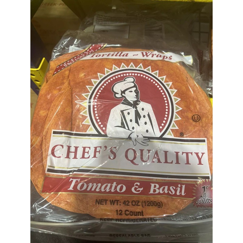 Chefs Quality Tomato & Basil 12 Inch Tortilla Wrap 12