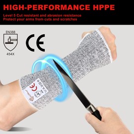 Evridwear Arm Protectors for Thin Skin and Bruising Cut Resistant Arm Sleeves Arm Guards Protective Sleeves for Men Women, 2 Pairs with Thumb Hole S/M